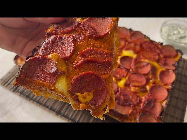 Detroit-style pizza | پیتزای پپرونی دیترویت استایل