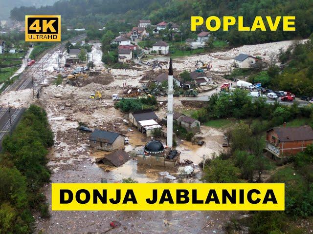 Donja Jablanica. Detaljan snimak katastrofalne poplava iz zraka. Snimao sam po kiši.