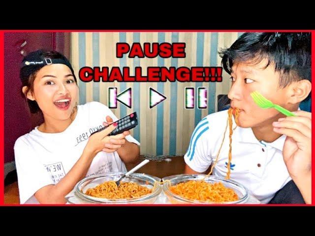 PAUSE CHALLENGE while eating noodles and pasta!!! WHO PAUSE BETTER???