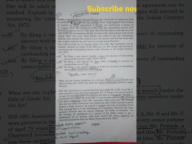 ICAI CA FOUNDATION BUSINESS LAW PAPER JUNE2022/#viral #shorts #icai #icai