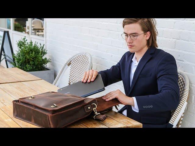 The Daily - Leather Laptop Messenger Briefcase for Men - Vintage Satchel Bag