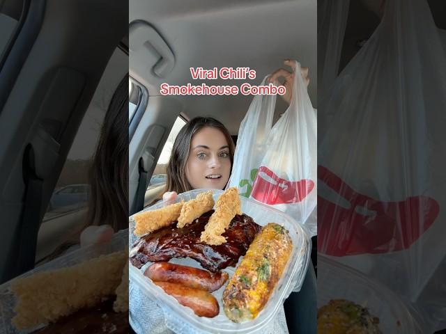 Lets try the VIRAL Chilis Smokehouse Combo #chilis #chilisbarandgrill #chilismukbang