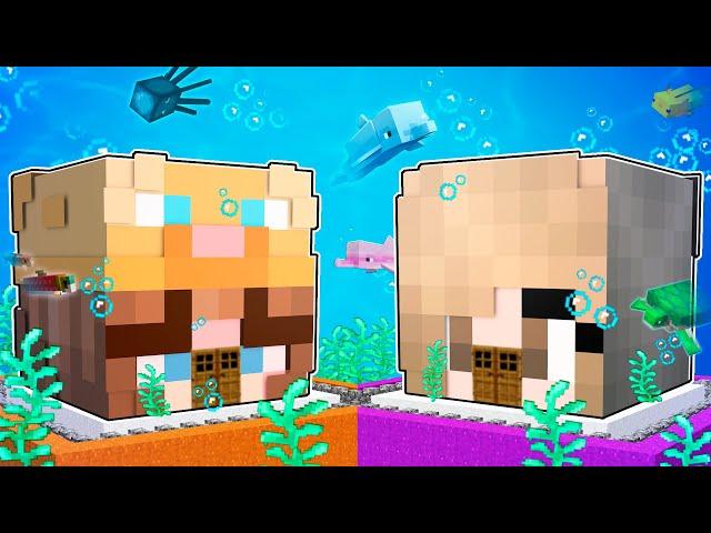 Lyna vs Mandarina: Batalla de Casas BAJO EL AGUA en Minecraft!