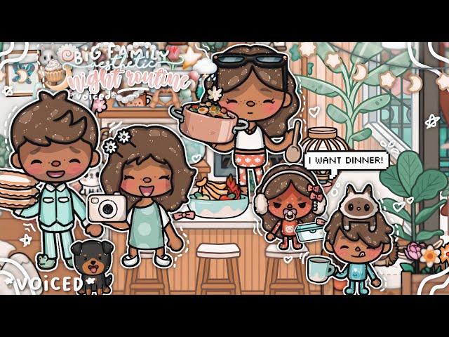 *AESTHETIC* Big Family Night Routine ⭐️ || *voiced* || Toca Boca Life World Roleplay  ˙ . ꒷