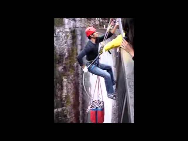 Prateek Abseiling from Gordon Dam