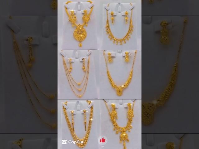 Lightweight gold Chain Necklace set designs #gold #necklace #trending #goldjewellery #shorts