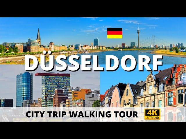 Düsseldorf Street Walk | Travel Germany | Rhine River | 4K | Original City Sounds | City Tour