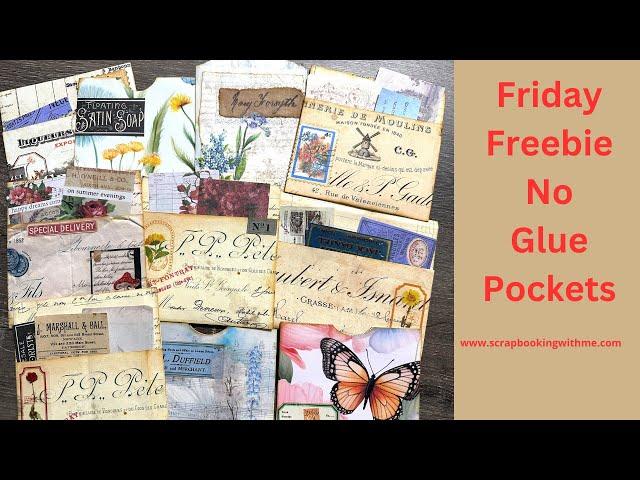 FRIDAY FREEBIE ~ NO GLUE VINTAGE DOCUMENT POCKETS ~ INSPIRED BY RACHEL