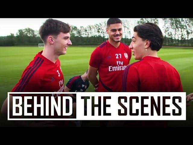 Kieran Tierney's first Arsenal training session