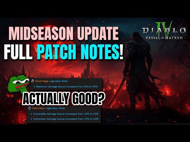 BUFFS TO EVERYTHING - FULL MIDSEASON PATCH NOTES Diablo 4