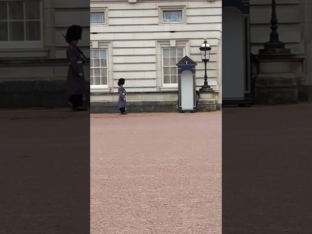 People marching in hats from Buckingham Palace London￼￼