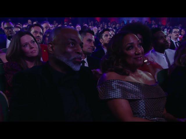 Laurence Fishburne presents LeVar Burton with the Lifetime Achievement Award