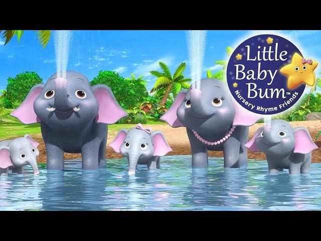 Five Elephants Having a Wash | Nursery Rhymes for Babies by LittleBabyBum - ABCs and 123s