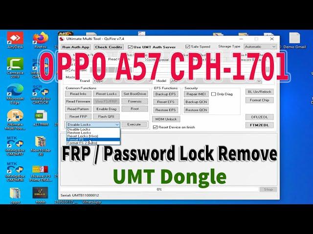 Oppo A57 CPH (1701) Frp | Password Lock Remove Done UMT Dongle