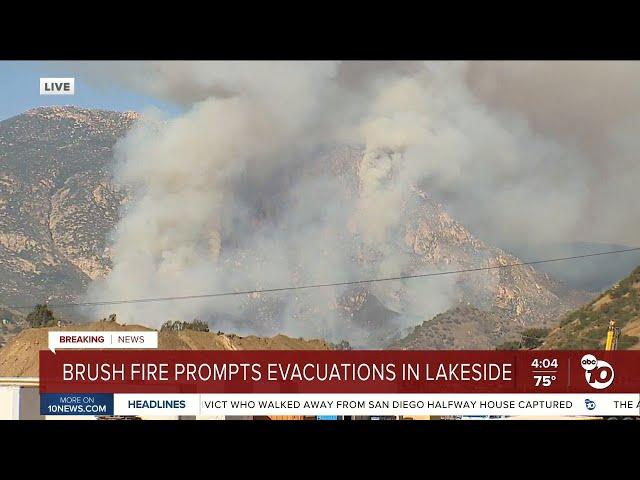 Brush fire near El Monte Park in Lakeside triggers evacuation order