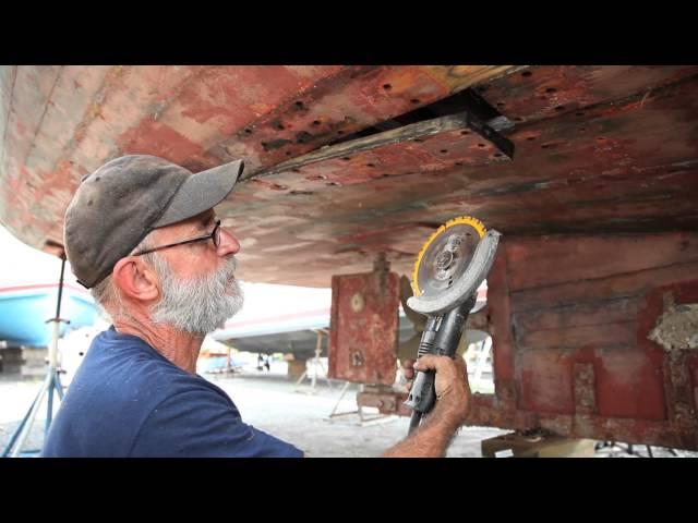 Wooden Boat Building - scarfing boat planks with a chainsaw and custom saw