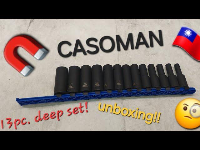 CASOMAN 13PCS 3/8"Drive Magnetic Impact Socket Set, Deep, 6-Point, Metric, 7mm to 19mm, CR-MO