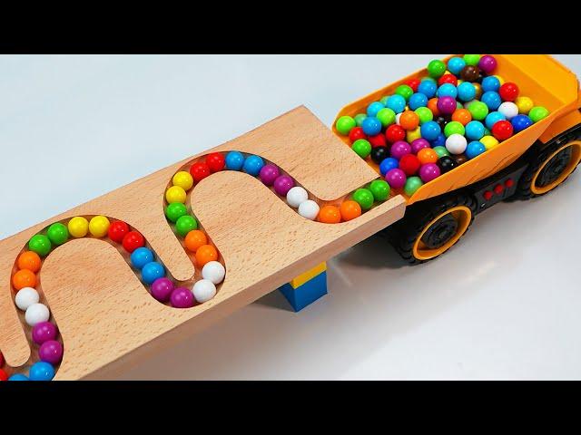 Marble Run Race  HABA Slope & Retro Makita Truck, Garbage Truck Long Version #001