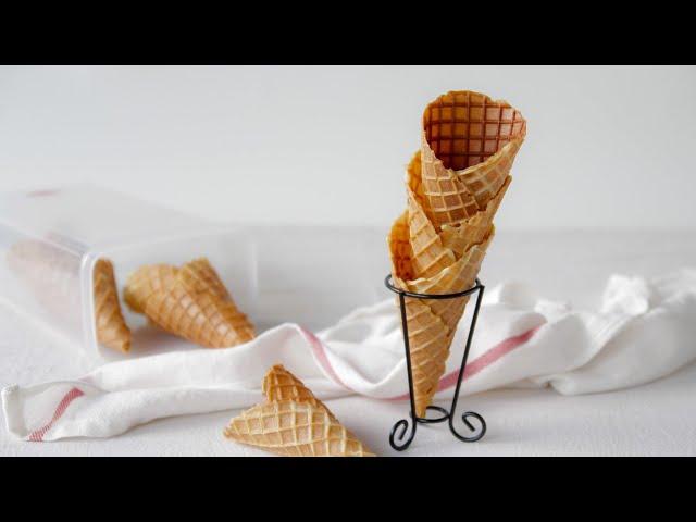 自制香脆冰淇淋华夫甜筒 | Homemade ice cream waffle cones