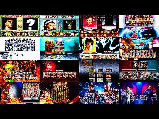 TEKKEN 1 -  8 (1994 - 2024) Evolution Of The Character Selection Screen + Announcers Voice / 4K