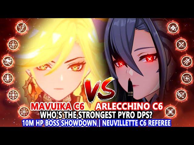 Mavuika C6 vs Arlecchino C6 DPS Showdown : 10M HP Boss Challenge | Neuvillette C6 Referee