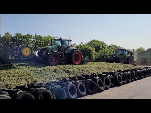 Grasernte 2023 Grassilage walzen zum 1. Schnitt mit ordentlich Fendt, beste Trecker.