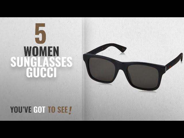 Top 10 Women Sunglasses Gucci [2018]: Gucci GG 0008S 002 Black Plastic Square Sunglasses Grey