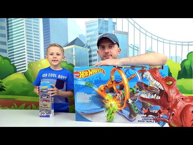 MACHINES Hot Wheels COLLECTION and Danik - A Crocodile with a DINOSAUR, Volcano and cool VIEWS!