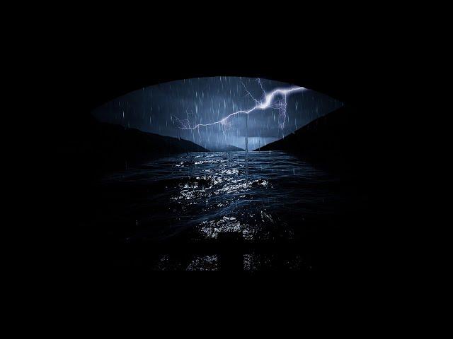 The Cave is my Save Space while Strong Rain and Thunder approaches the Ocean | Dimmed Screen Sounds