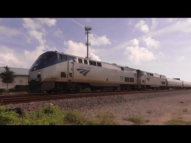 Two Amtrak Trains Plus Brightline At Boynton Beach 11-26-22