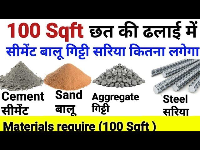 100 Sqft छत ढलाई में कितना (@Material)मटेरियल लगेगा How many Materials required 100 sqft