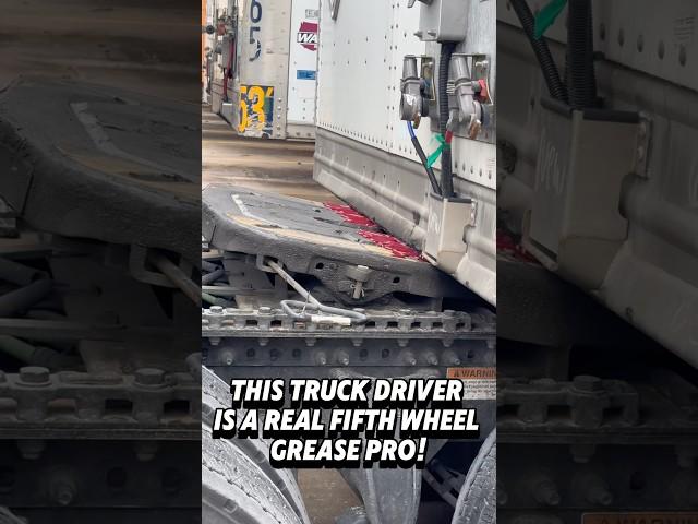 This truck driver is a real fifth wheel grease pro. #trucking #trucker #maintenance