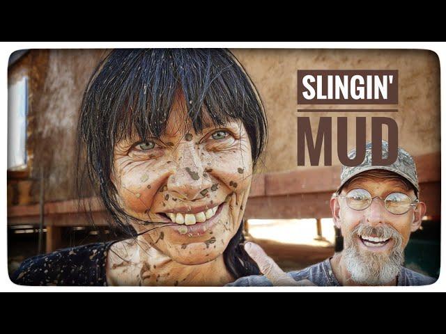 Slingin' Mud • How We Plaster Our Off-Grid Straw Bale House!