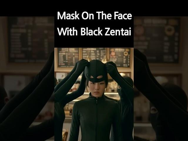#shorts [全身タイツ] Mask On The Face With Black Zentai.