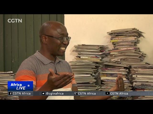 Mozambican-born artist uses recycled magazines on glossy works
