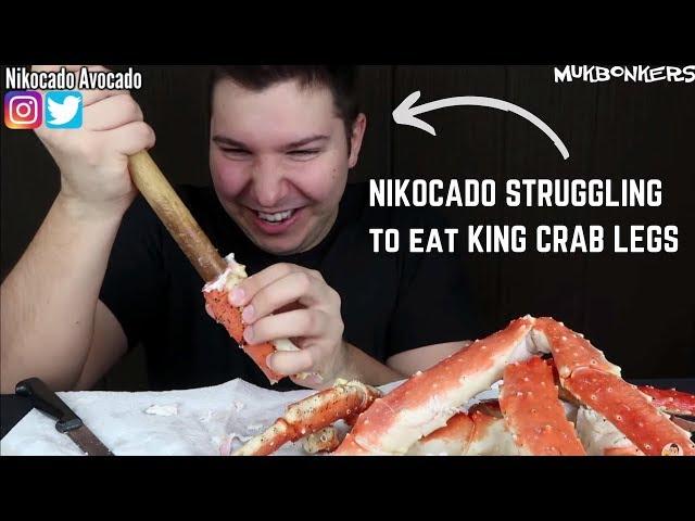 Nikocado Avocado struggling to eat king crab legs for 2 minutes straight