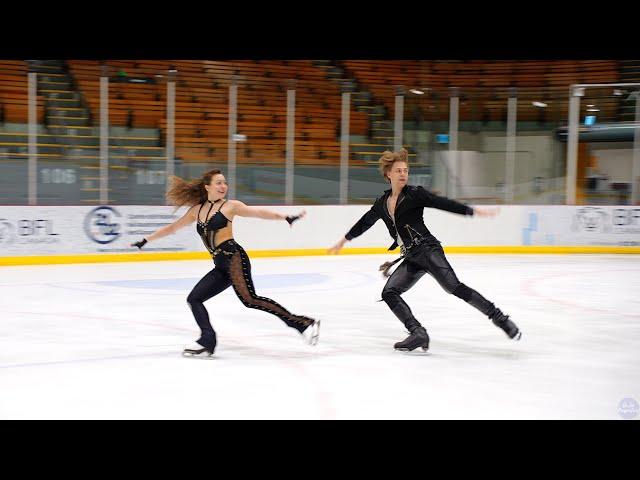 'Guns N' Roses' Allison Reed and Saulius Ambrulevičius practice their 2023-2024 80's Rhythm Dance