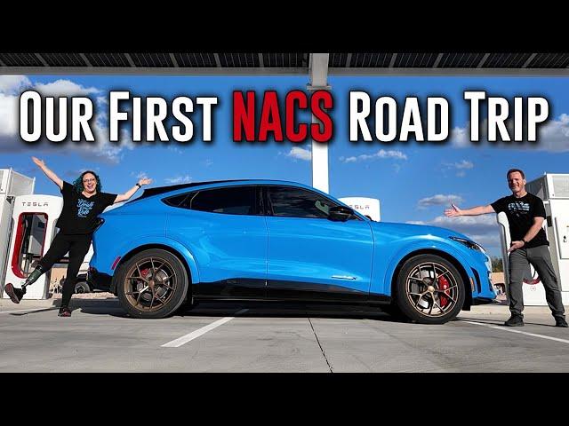The FIRST Ford Mach-E road trip using Tesla Superchargers & NACS adapter!