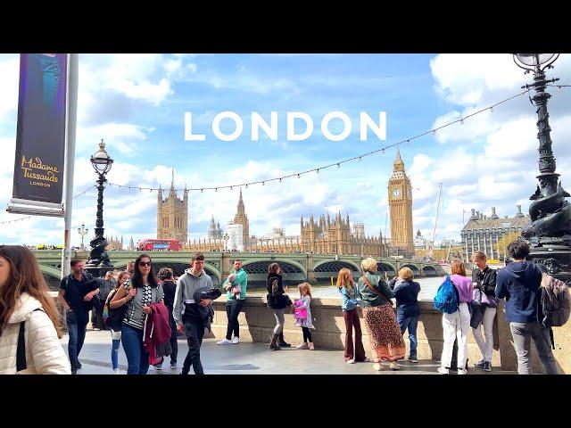 [4K]London Spring Walk, Trafalgar Square to Westminster, London Eye, Fish & Chips Lunch Apr. 2022