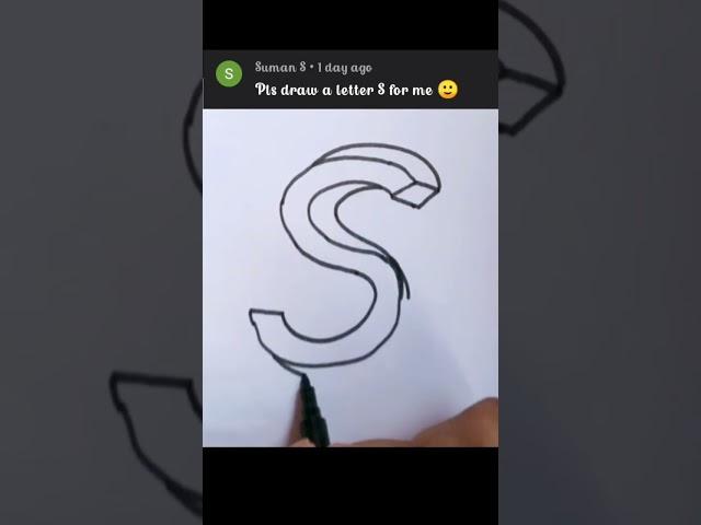 3D drawing of letter S #ytshorts #3dart #drawing #shorts