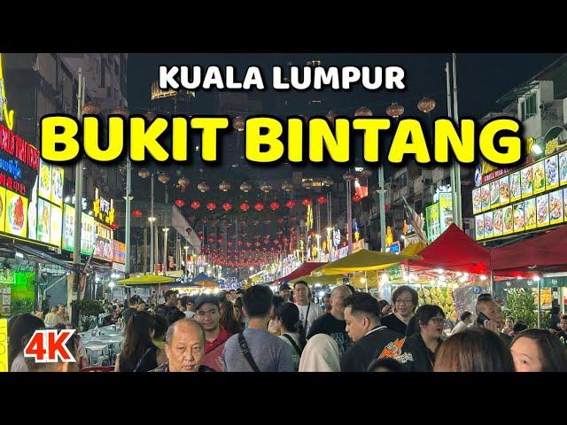 Bukit Bintang Walking Tour | Jalan Alor Street Food Night Market | Kuala Lumpur, Malaysia | 4K