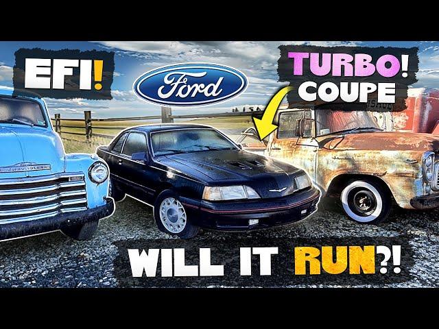 ABANDONED 1988 Ford Thunder Bird Turbo Coupe. Sat 20 years. WILL IT RUN?!