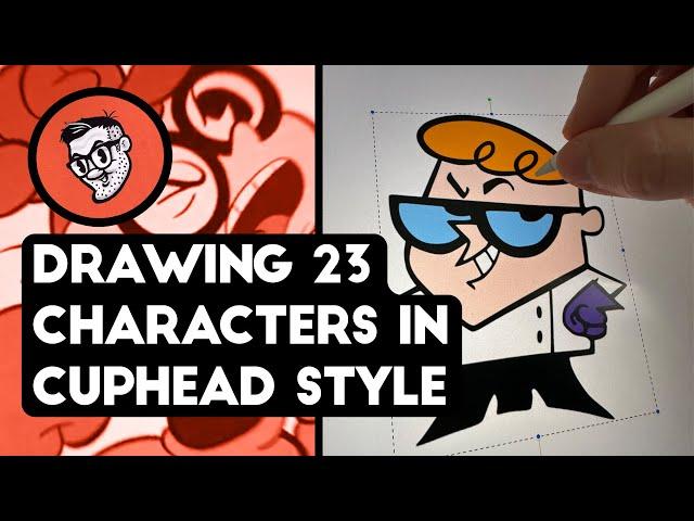 Drawing 23 Classic Cartoon Network characters in the 1930s rubberhose cartoon Cuphead art style