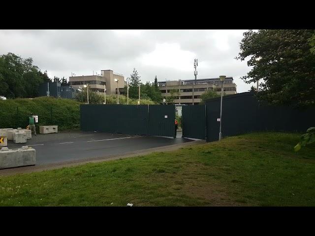 Clondalkin IPAS centre, view of main entrance near roundabout.