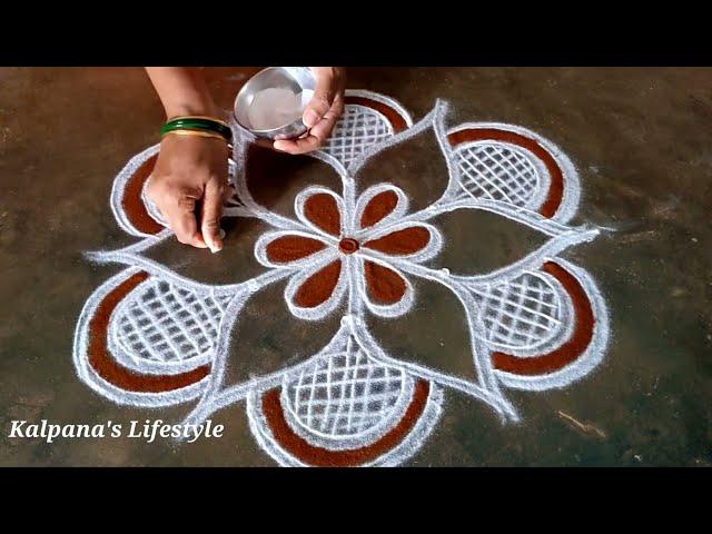 Easy rangoli design Friday simple method Kollam pandaga muggulu