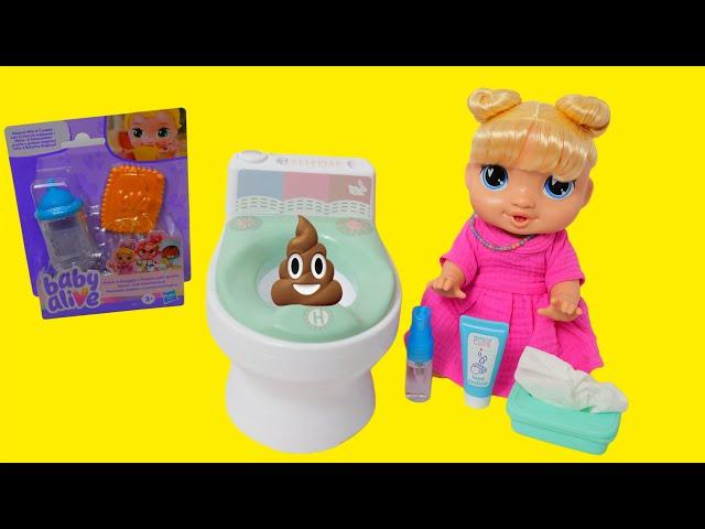 Baby Alive doll Training Routine and snack time with play set