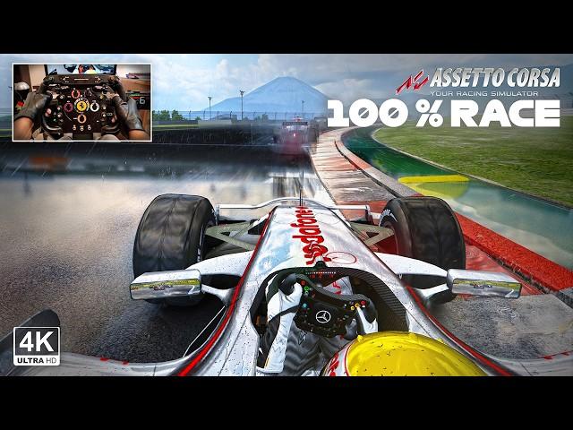 Lewis Hamilton's McLaren MP4-22 V8: Fuji Japanese GP 100% Race Assetto Corsa Steering wheel gameplay