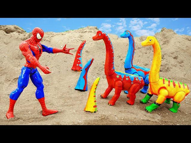 Dinosaur, Spiderman help crocodile and assemble dinosaur's tail Animal toy for kids ToyTV khủng long