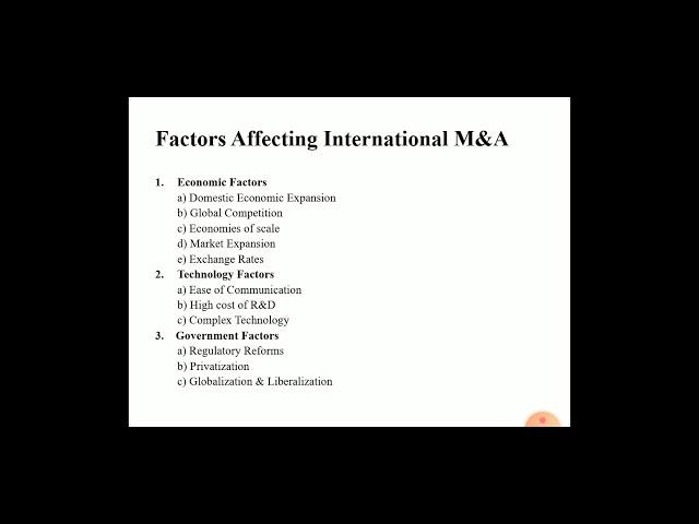 International Mergers and Acquisitions