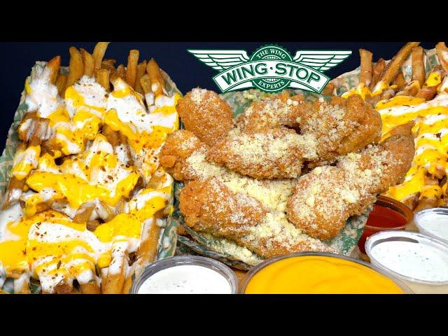 ASMR MUKBANG EXTRA RANCH WINGSTOP CHICKEN & CHEESY VOODOO FRIES | WITH CHEESE & RANCH